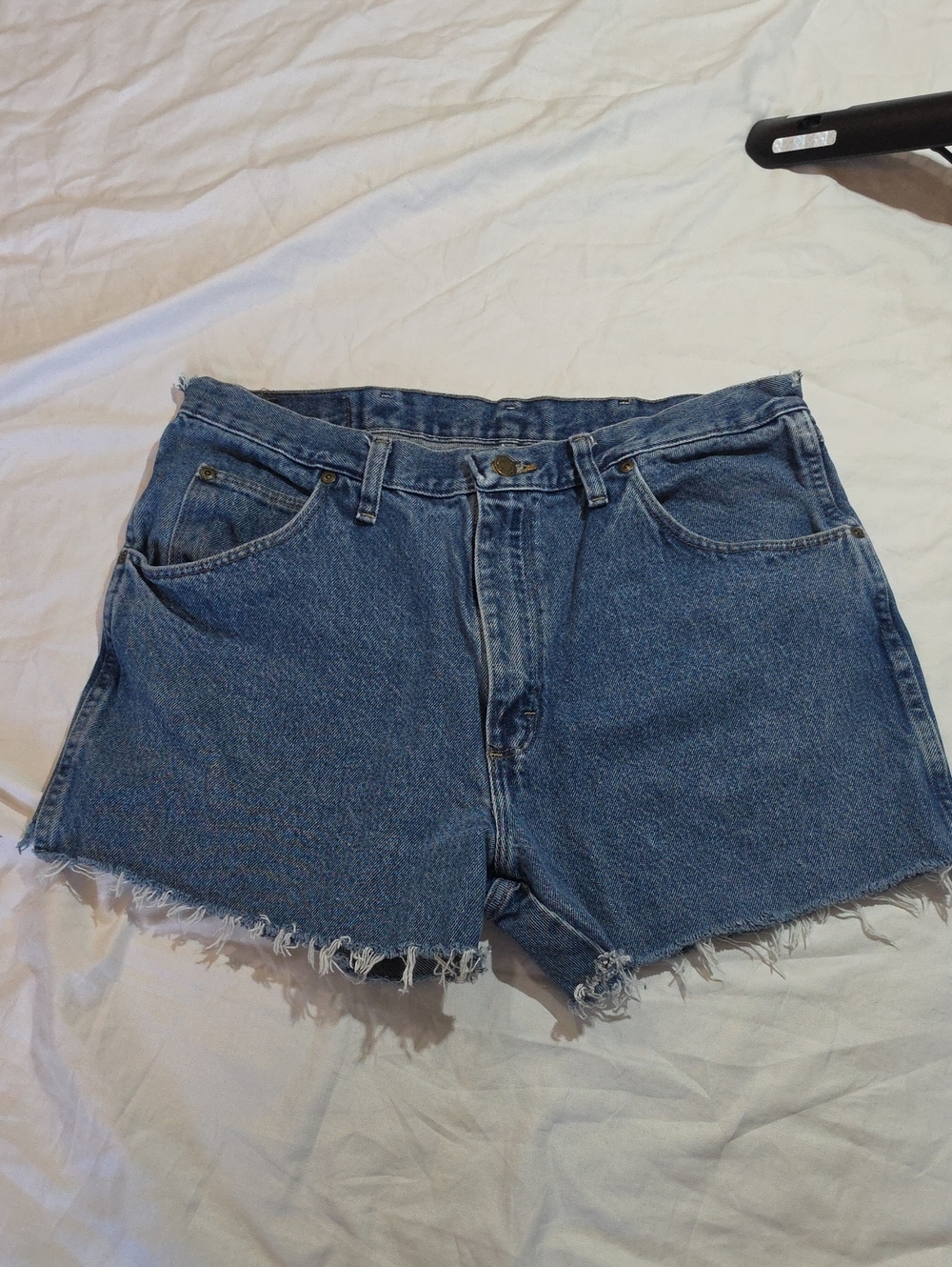 Wrangler Blue High-Waist Cutoff Denim Shorts